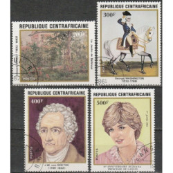 Central African Republic 1982. Famous people (Diana, Goethe, Washington)