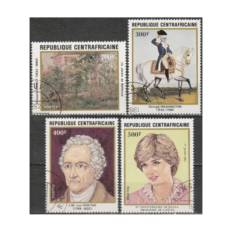 Centrinės Afrikos Respublika 1982. Žymūs žmonės (Diana, Giotė, Vašingtonas)