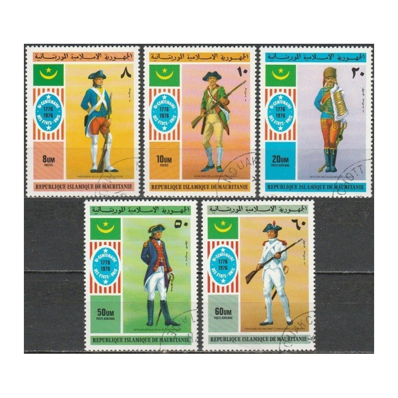 Mauritanijos pašto ženklai (1976). Amerikos revoliucija (karo uniformos)