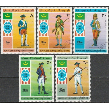 Mauritanijos pašto ženklai (1976). Amerikos revoliucija (karo uniformos)