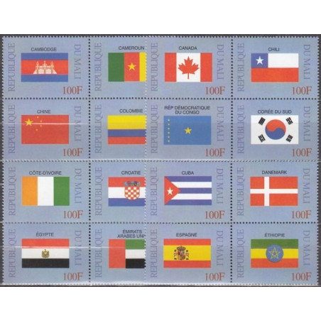 Malio pašto ženklai (1999). JT šalių nacionalinės vėliavos