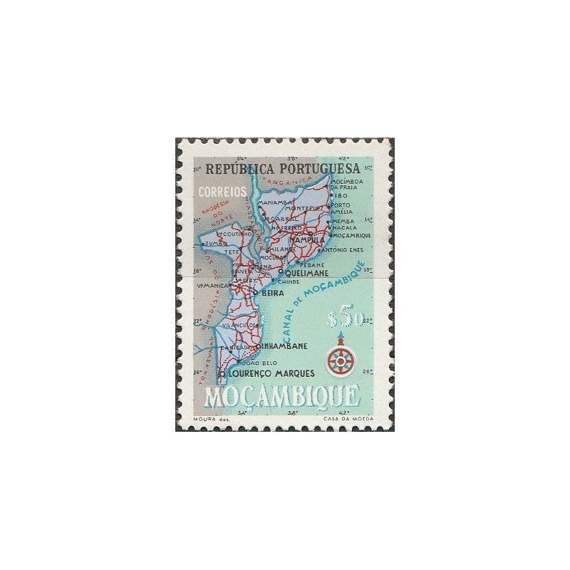 Mozambiko pašto ženklai (1954). Mozambiko žemėlapis