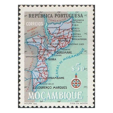 Mozambiko pašto ženklai (1954). Mozambiko žemėlapis