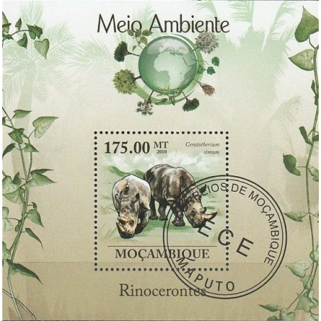 Mozambiko pašto ženklai (2010). Raganosiai