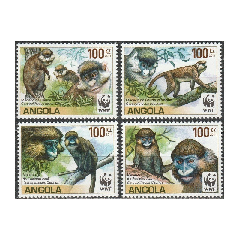 Angolos pašto ženklai (2011). Beždžionės (makakos)