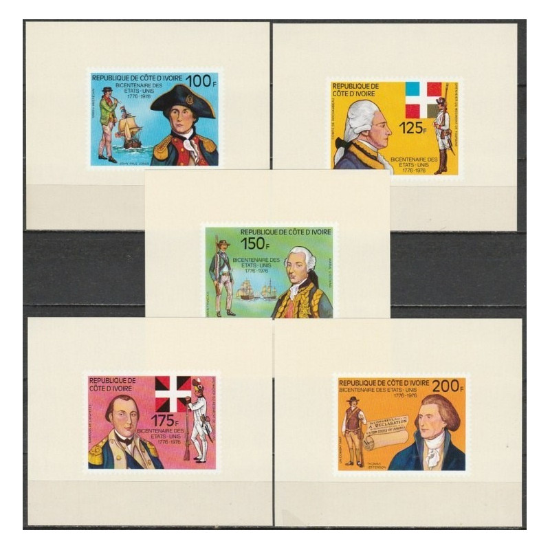 Ivory Coast 1976. American Revolution anniversary (deluxe blocks)