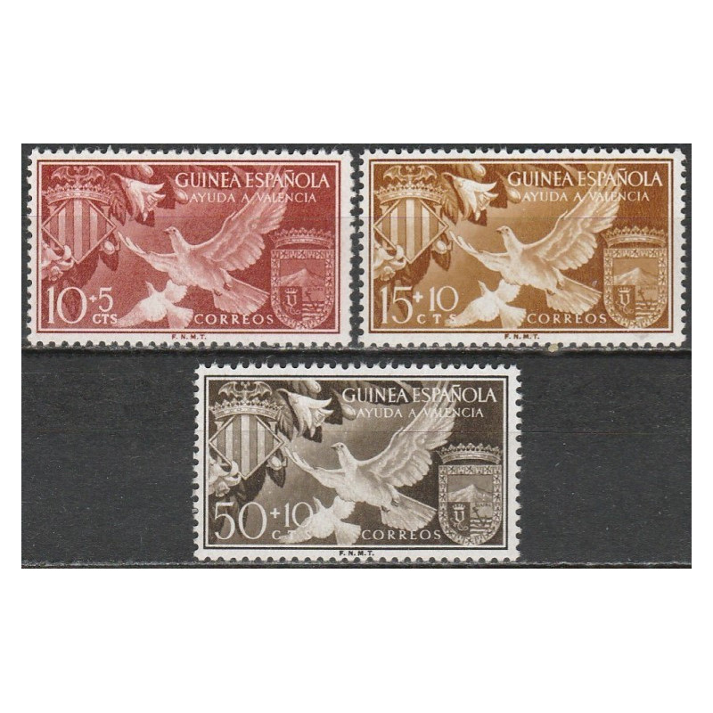 Spanish Guinea stamps (1958) for sale. Aid for Valencia, birds, arms