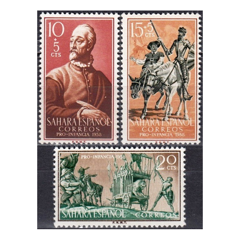 Ispanijos Sacharos pašto ženklai (1958). M. Servantesas (Don Kichotas)