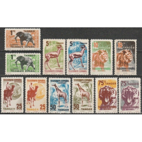 Tanger (Telegrafo Espanol) 1940. African fauna (elephant, giraffe, lions, camel)