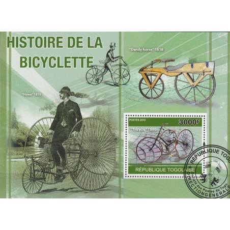 Togo stamps (2010) for sale. History of bicycle