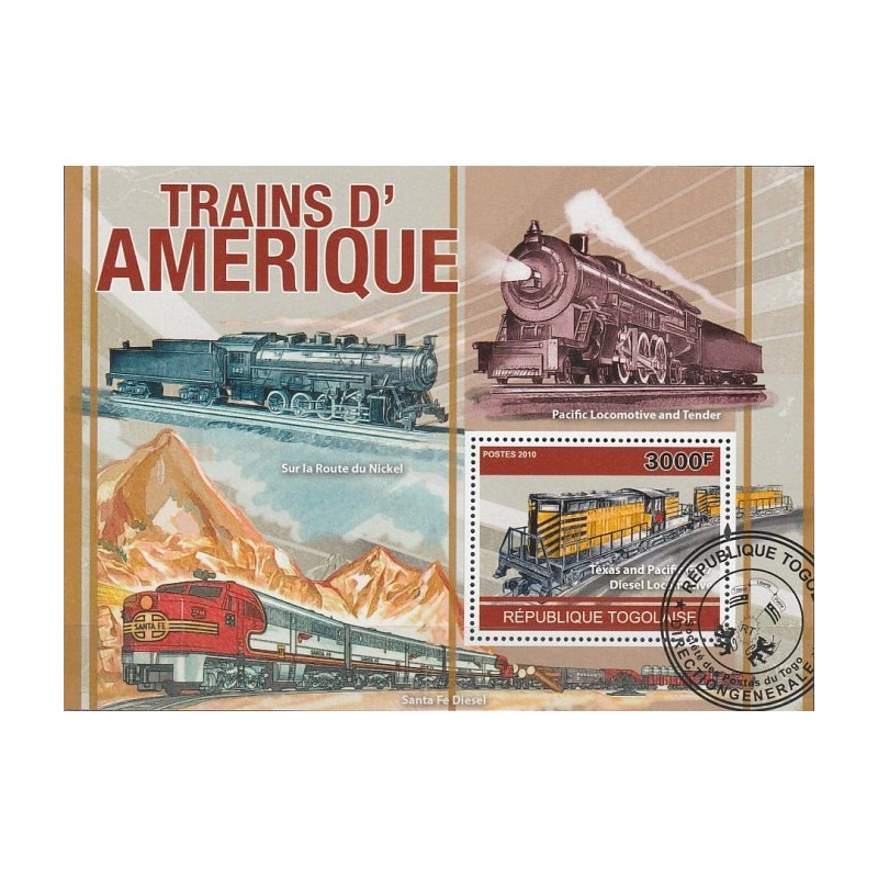 Togo pašto ženklai (2010). Traukiniai Amerikoje