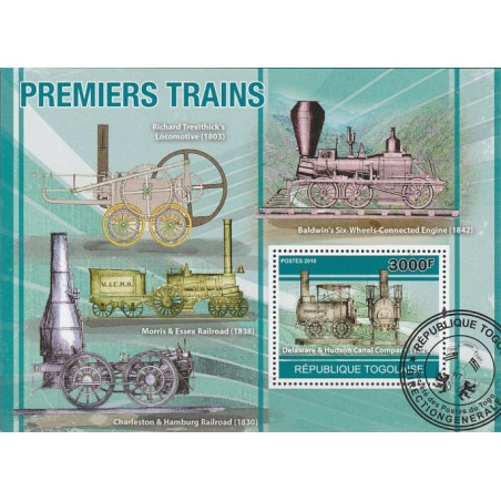 Togo stamps (2010) for sale. The first trains