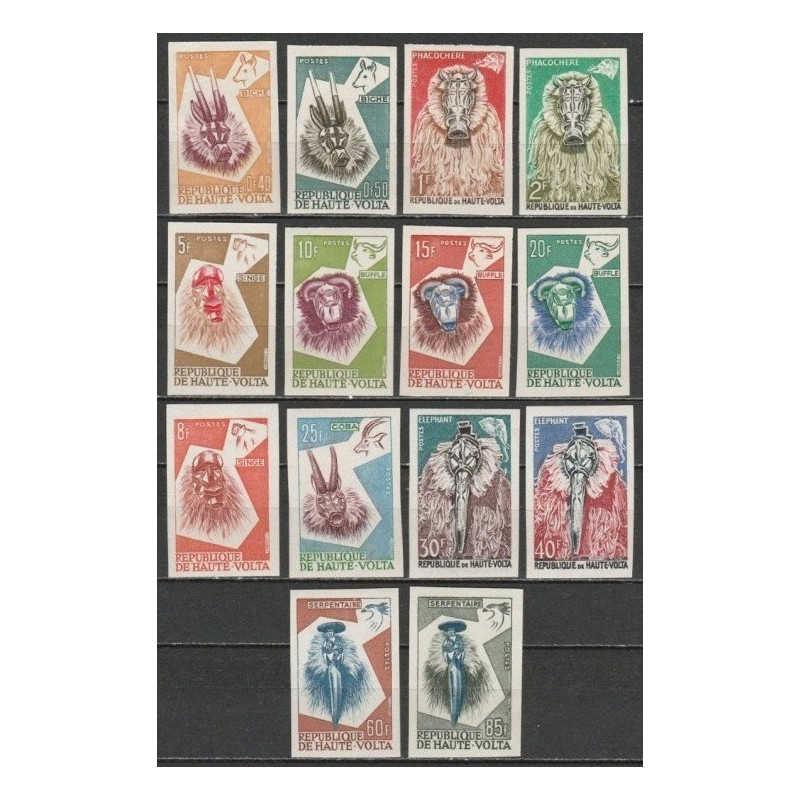 Upper Volta 1960. National costumes (animal masks - 14 stamps )imperforate