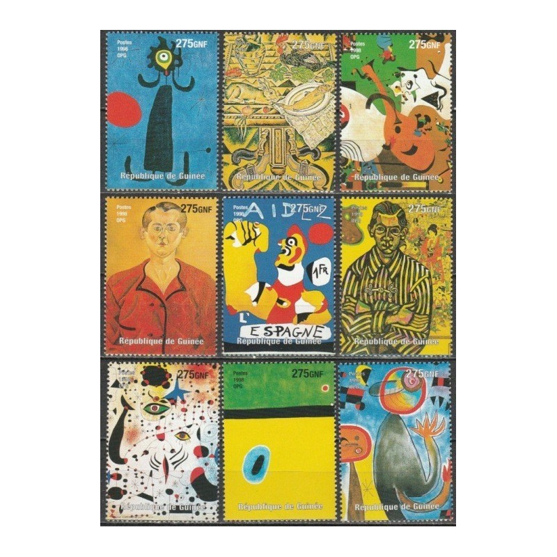 Gvinėjos pašto ženklai (1998). Paveikslai (Chuanas Miro)