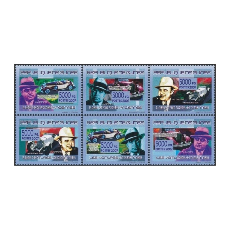 Gvinėjos pašto ženklai (2007). Senoviniai automobiliai ir Al Kaponė
