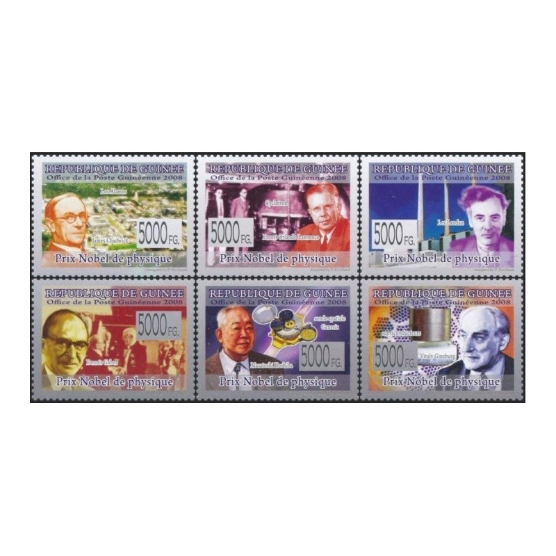 Gvinėjos pašto ženklai (2008). Nobel premijos laureatai (fizika)