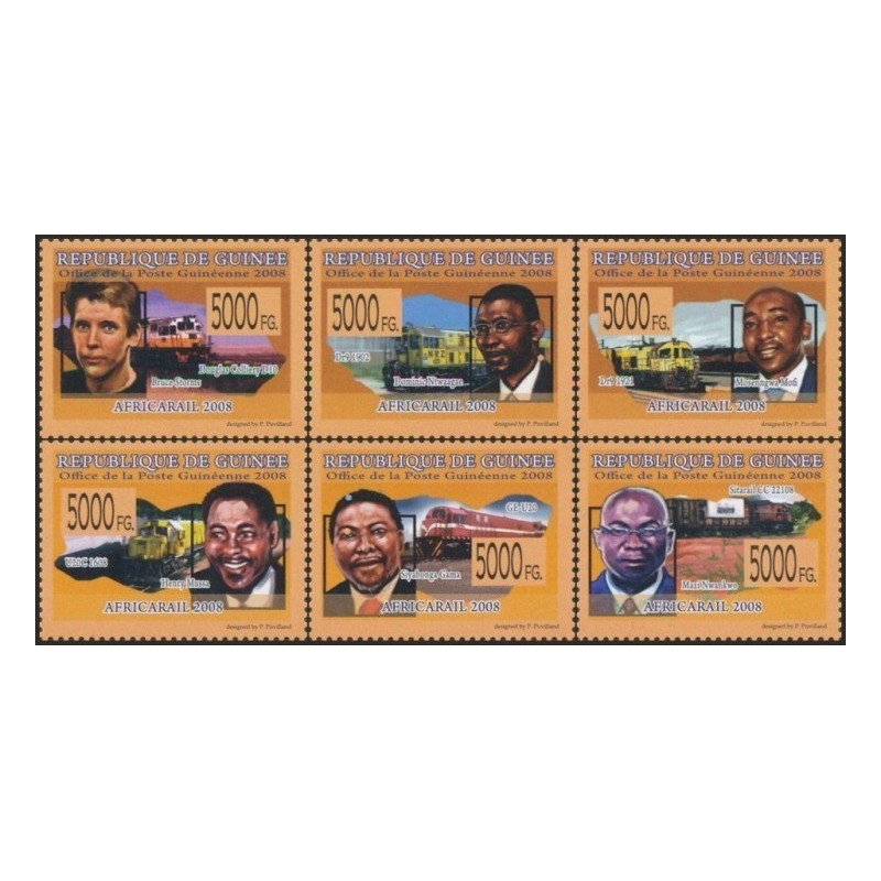 Gvinėjos pašto ženklai (2008). Geležinkelių transportas (Afrika)