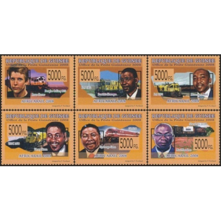 Gvinėjos pašto ženklai (2008). Geležinkelių transportas (Afrika)