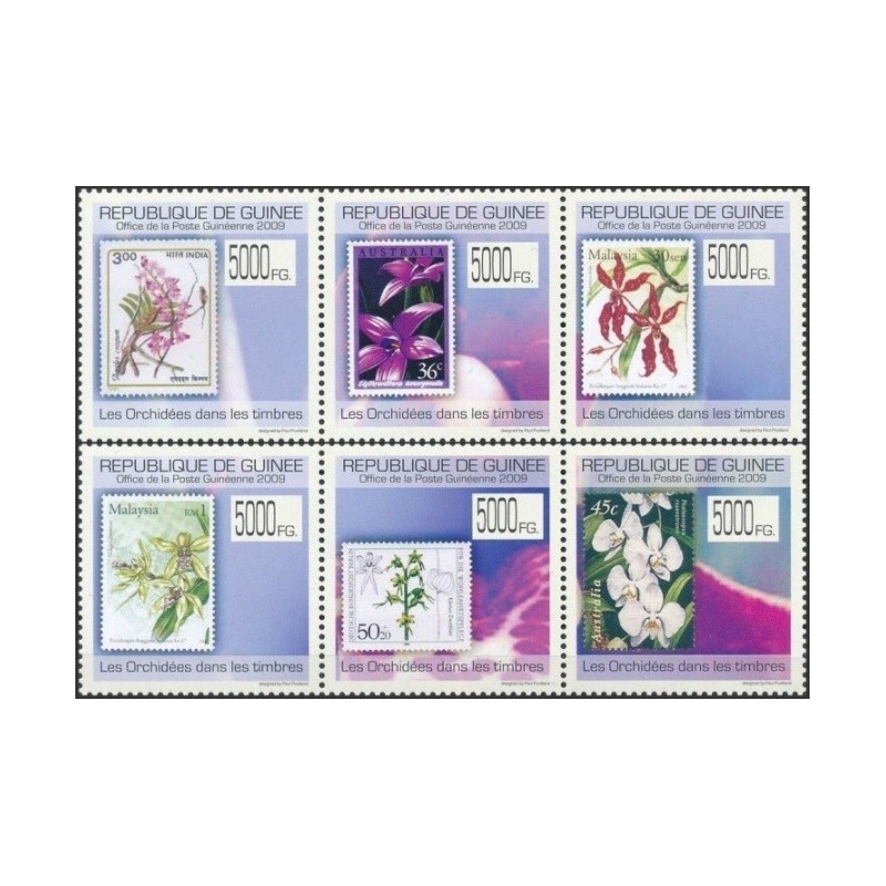 Gvinėjos pašto ženklai (2009). Ženklai ženkluose (orchidėjos)