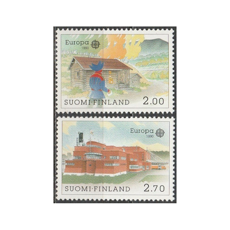 Suomijos pašto ženklai (1990). Pašto pastatai