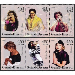 Bisau Gvinėjos pašto ženklai (2005). Pop ir roko muzikos žvaigždės