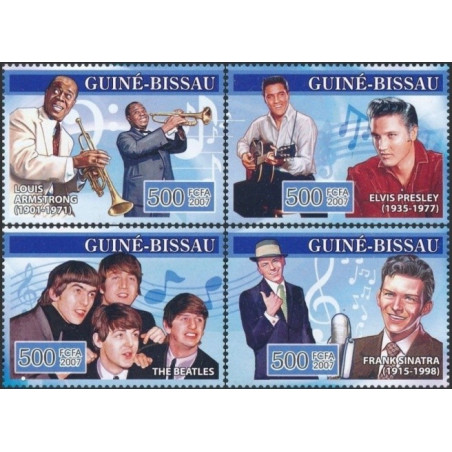 Bisau Gvinėjos pašto ženklai (2007). Muzikos žvaigždės