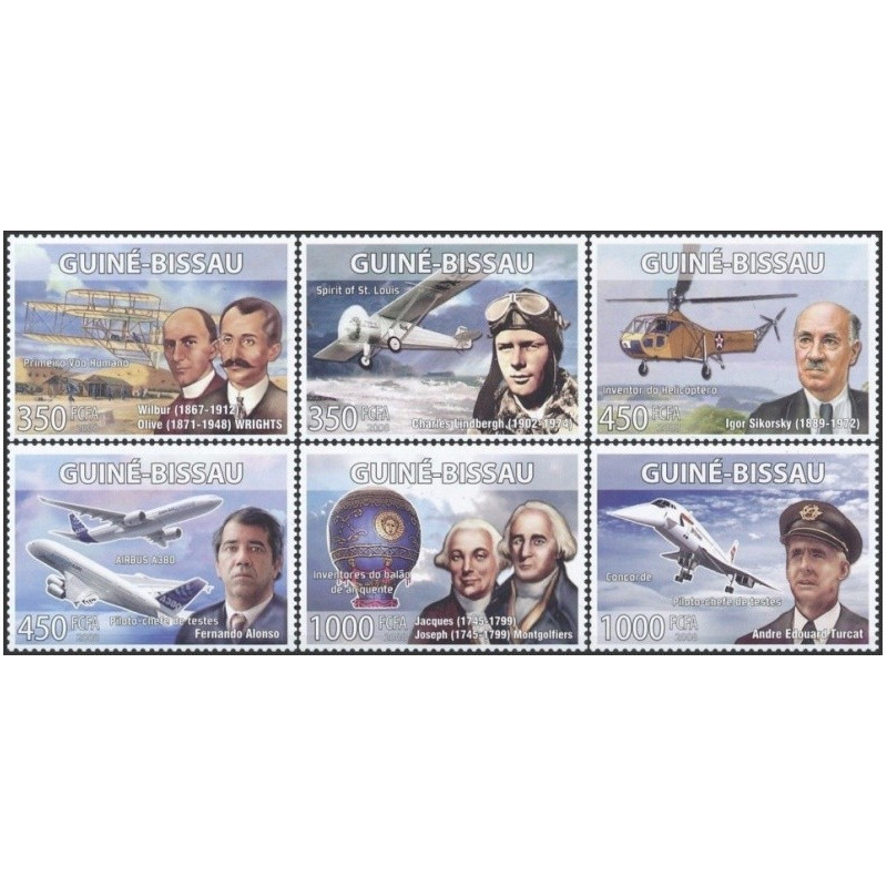 Guinea-Bissau stamps (2008) for sale. Pioneers of aviation