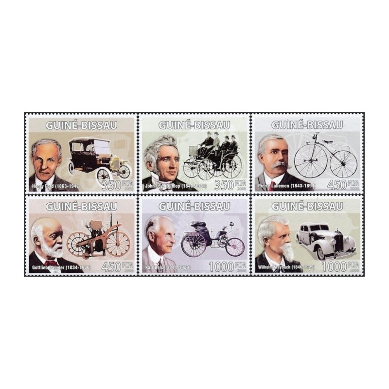 Guinea-Bissau stamps (2008) for sale. Road transport pioneers