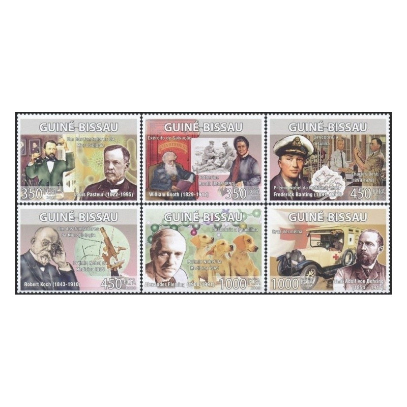 Guinea-Bissau stamps (2008) for sale. Famous medical people