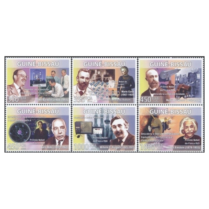 Bisau Gvinėjos pašto ženklai (2008). Nobel premijos laureatai (fizikai)