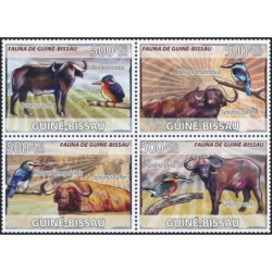 Bisau Gvinėjos pašto ženklai (2008). Afrikos buivolai ir paukščiai