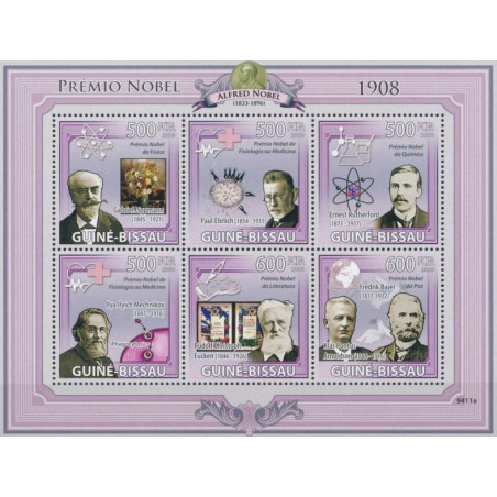 Bisau Gvinėjos pašto ženklai (2009). Nobel premijos laureatai 1908 m.