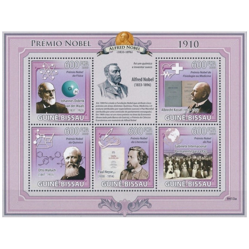 Bisau Gvinėjos pašto ženklai (2009). Nobel premijos laureatai 1910 m.