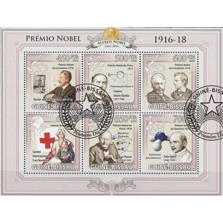 Bisau Gvinėjos pašto ženklai (2009). Nobel premijos laureatai 1916-18