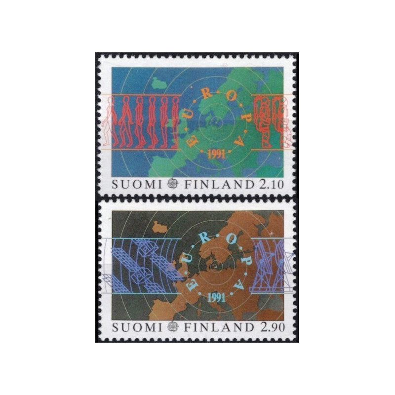 Suomijos pašto ženklai (1991). Europos kosmoso tyrinėjimai