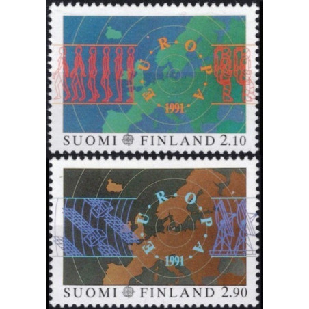 Suomijos pašto ženklai (1991). Europos kosmoso tyrinėjimai