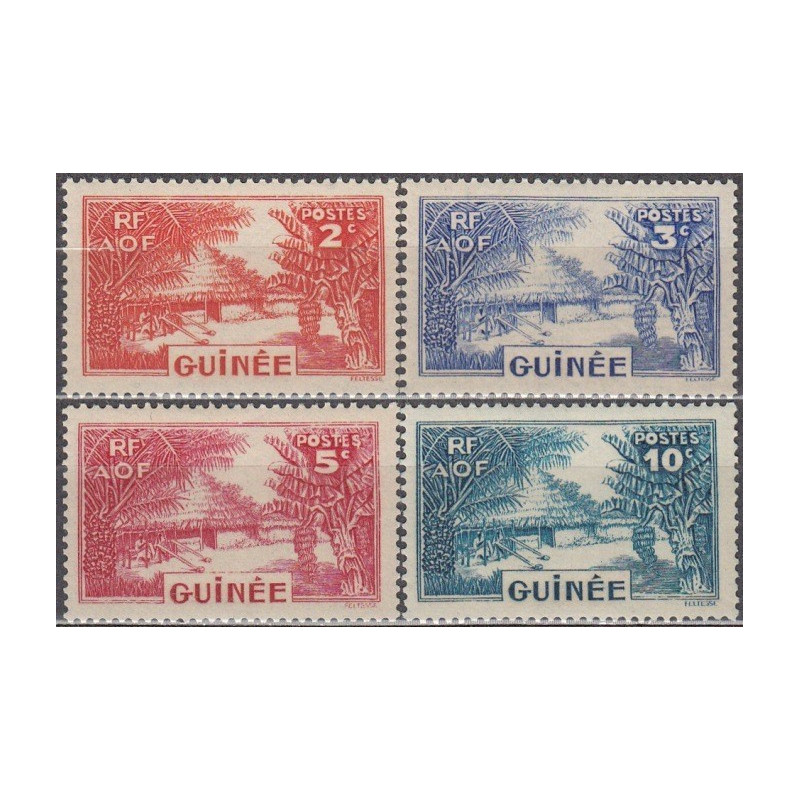 French Guinea stamps (1938) for sale. Traditional village