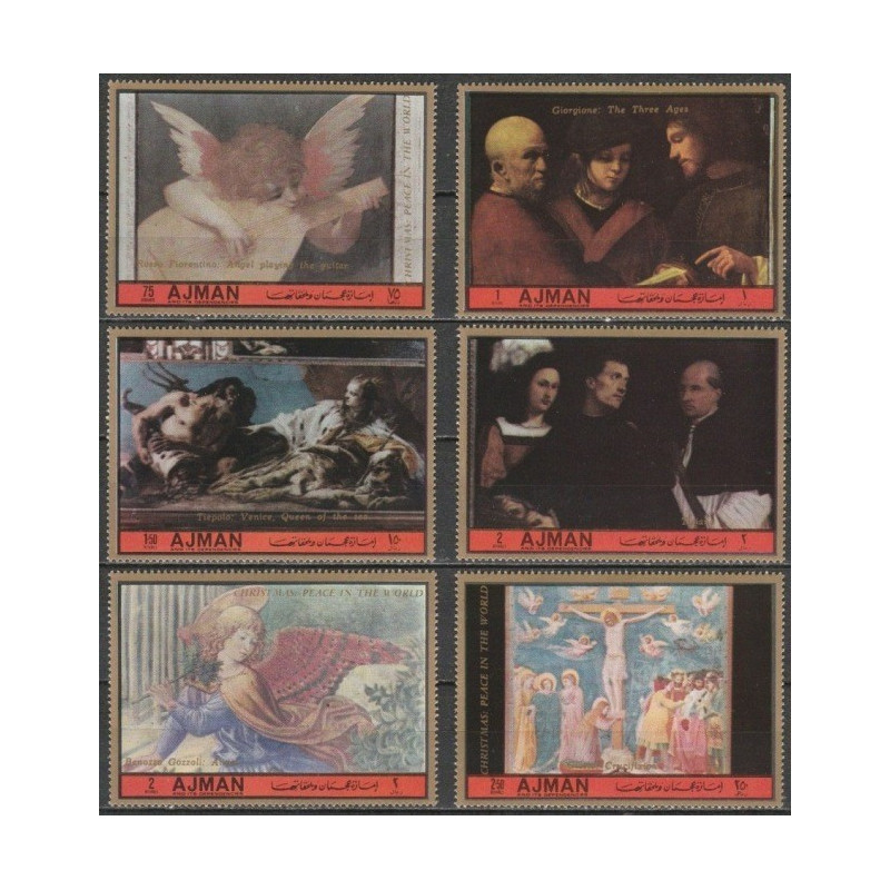 Adžmano pašto ženklai (1972). Italijos dailininkų paveikslai