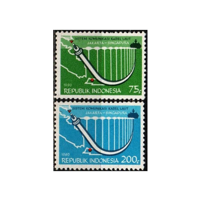 Indonezija 1980. Ryšių kabelis tarp Singapūro ir Indonezijos