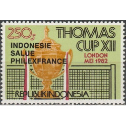 Indonesia 1982. Philatelic exhibition PHILEXFRANCE (overprinted badminton)