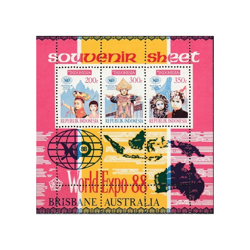 Indonezija 1988. Pasaulinė paroda (nacionaliniai kostiumai)