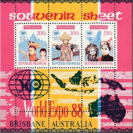 Indonezija 1988. Pasaulinė paroda (nacionaliniai kostiumai)