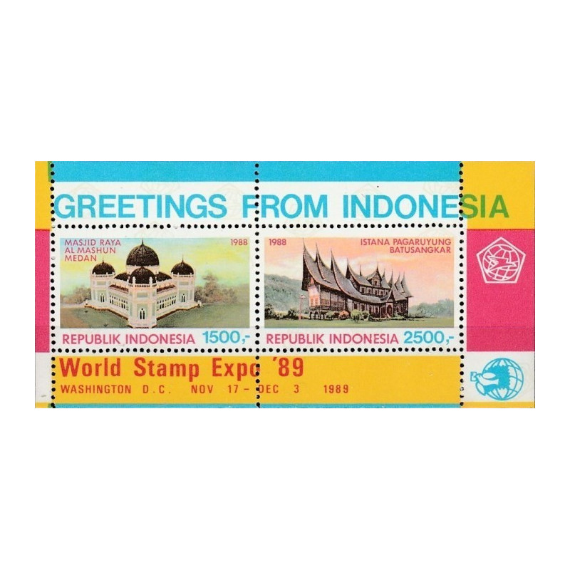 Indonezijos pašto ženklai (1989). Filatelijos paroda EXPO (architektūra)