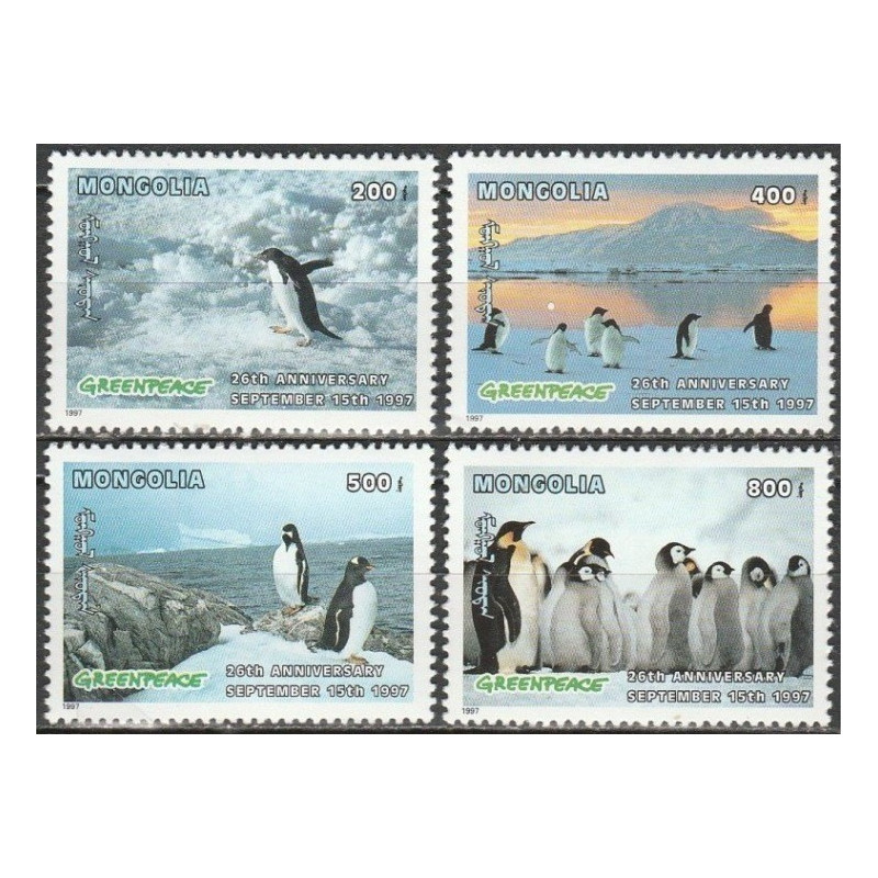 Mongolia stamps (1997) for sale. Penguins (Greenpeace)