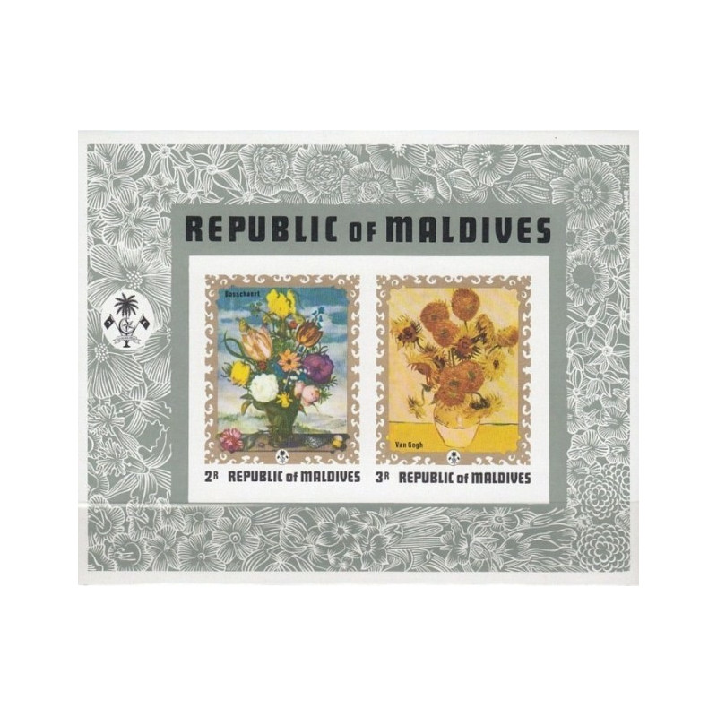 Maldives stamps (1973) for sale. Flowers in Paintings
