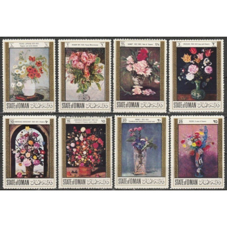 Oman stamps (1969) for sale. Flowers in paintings