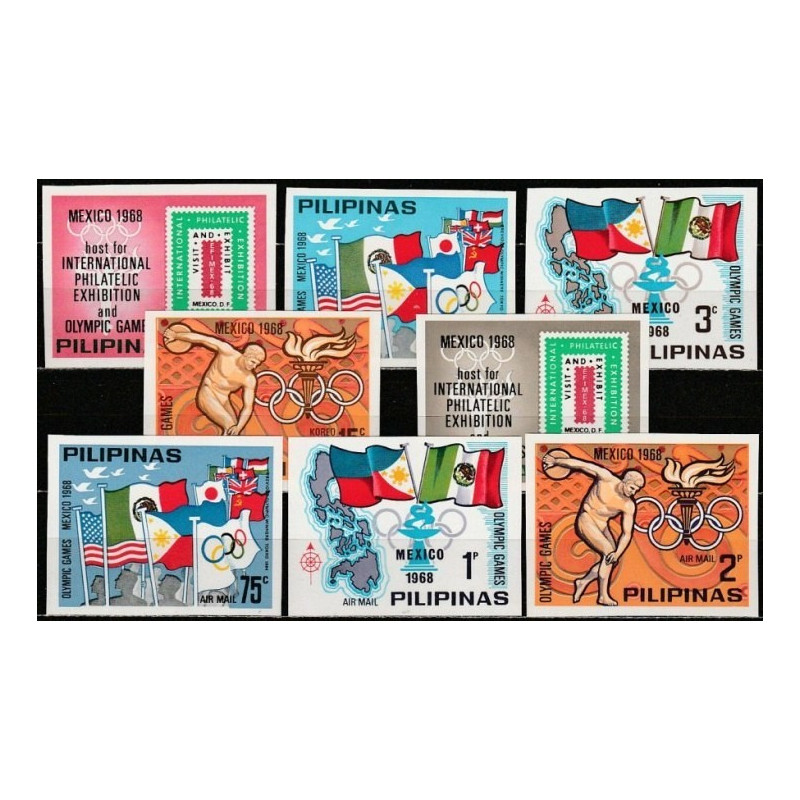 Filipinų pašto ženklai (1968). Meksiko olimpinės žaidynės