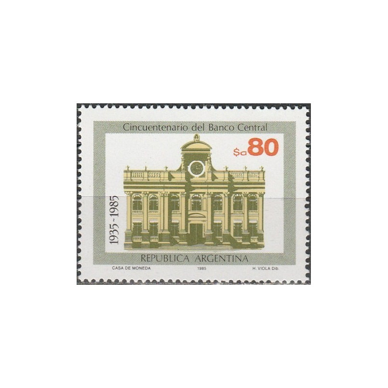 Argentinos pašto ženklai (1985). Centrinio banko sukaktis