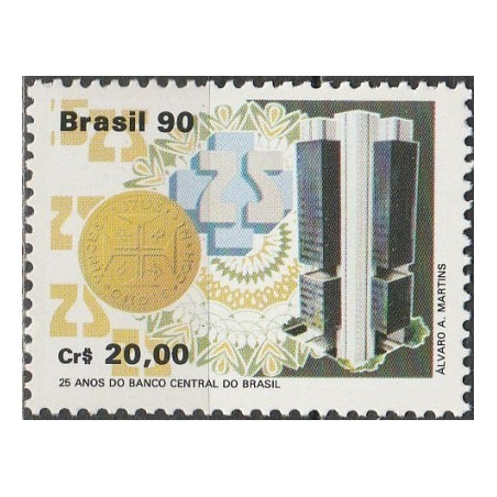 Brazilijos pašto ženklai (1990). Bankas ir  senovinės monetos