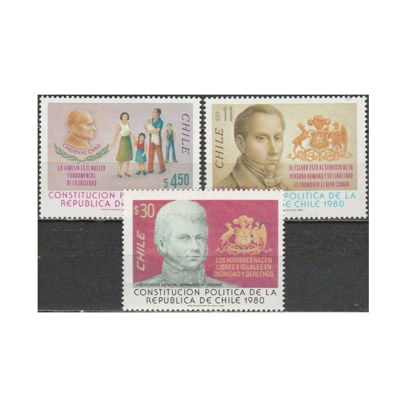 Čilės pašto ženklai (1982). Nauja konstitucija, žymūs žmonės